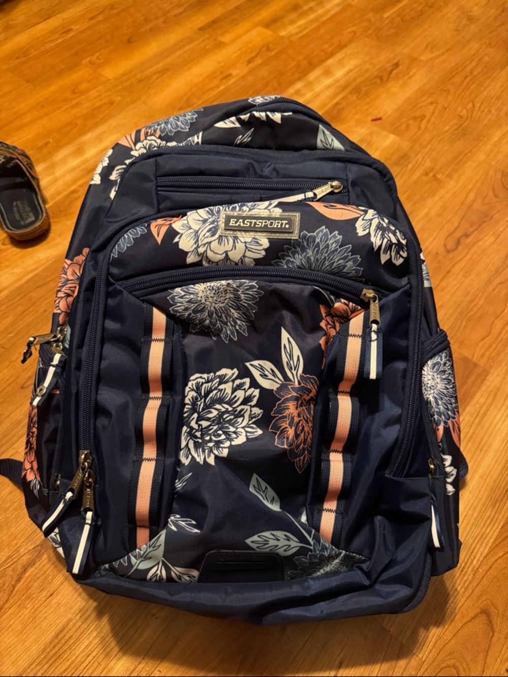 Eastsport Navy Floral Backpack with Pink Accent Straps